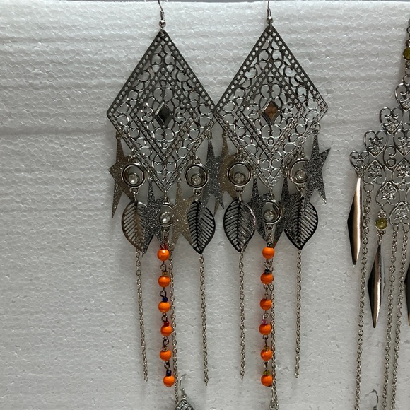 Silver bundle of 8 sets Dangle/ chandelier Earrings vacation events ceremonies - Picture 3 of 10